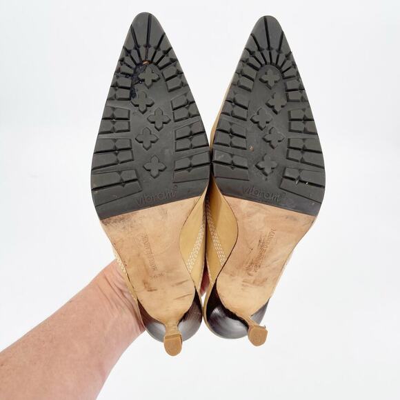 Manolo Blahnik Retro y2k Tan Oklamod Timberland Lace Up Pointed Toe Mule IT 36.5 - Picture 12 of 14